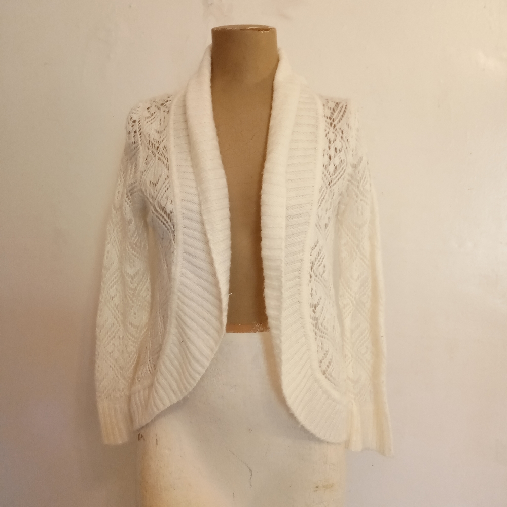 Elegant Cream Open-Front Cardigan